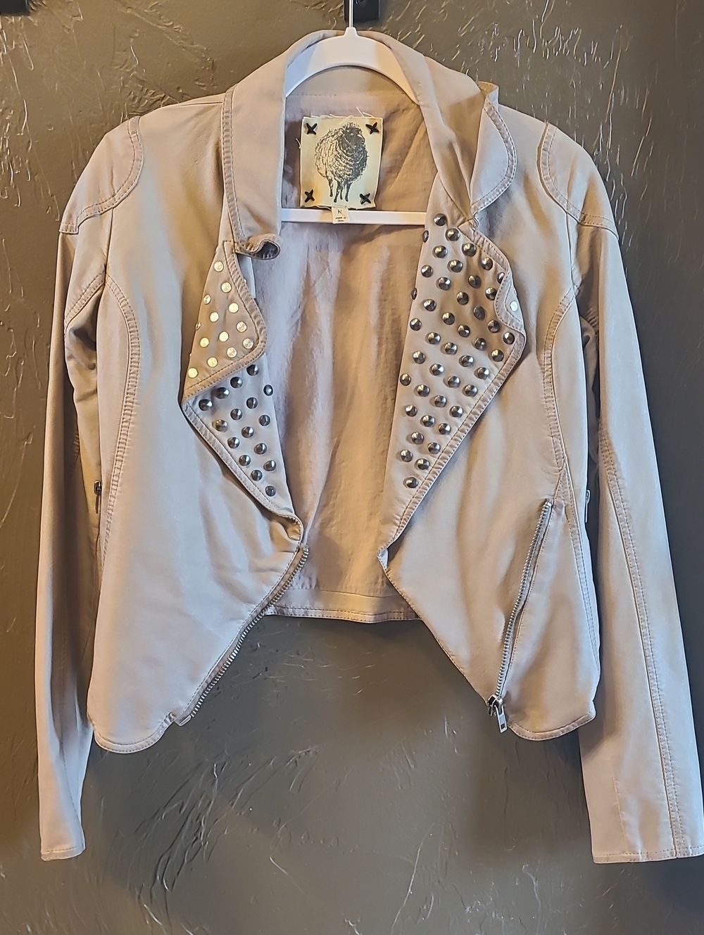 Stud-Detail Womens Moto Jacket